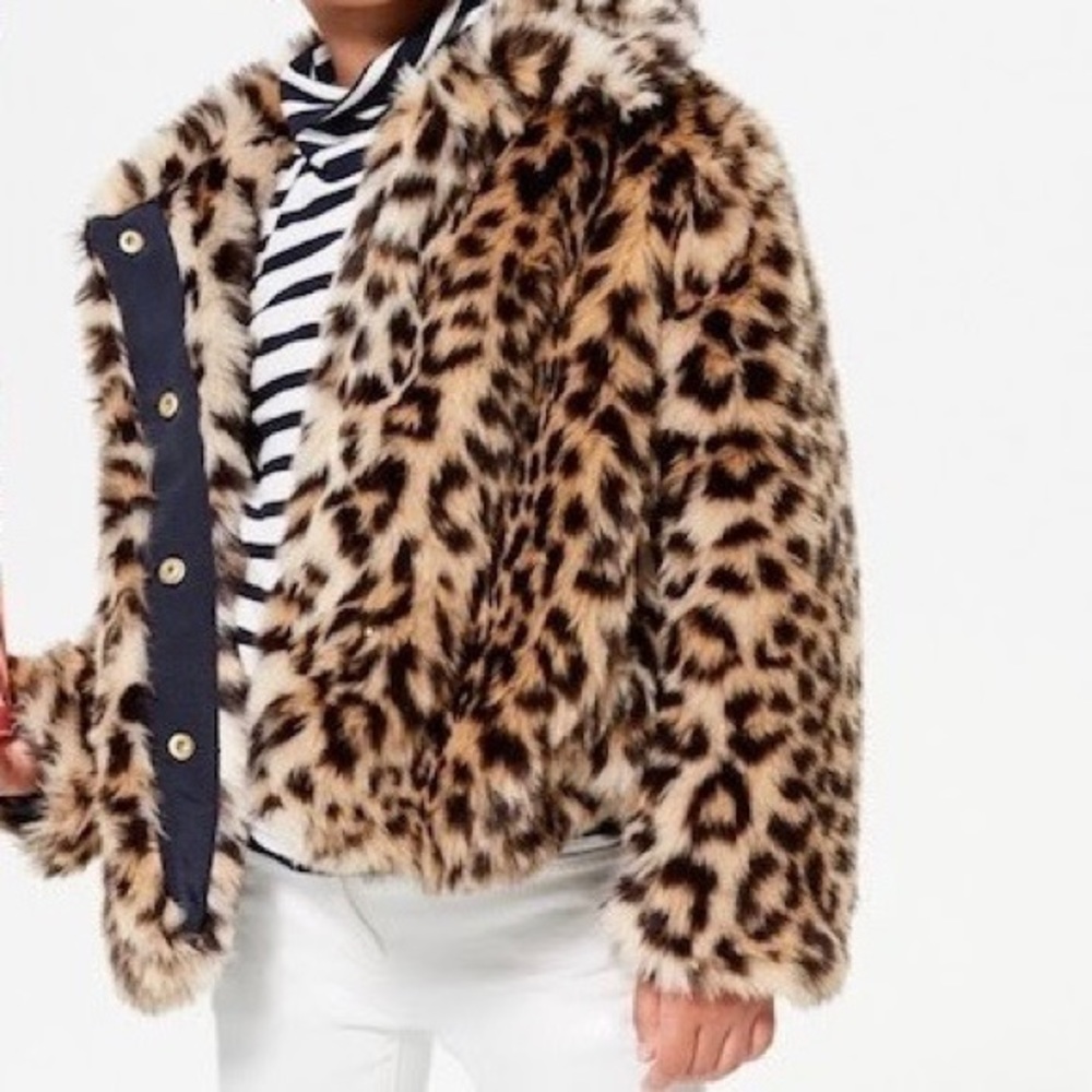 Crewcuts Faux Fur Leopard Print Coat